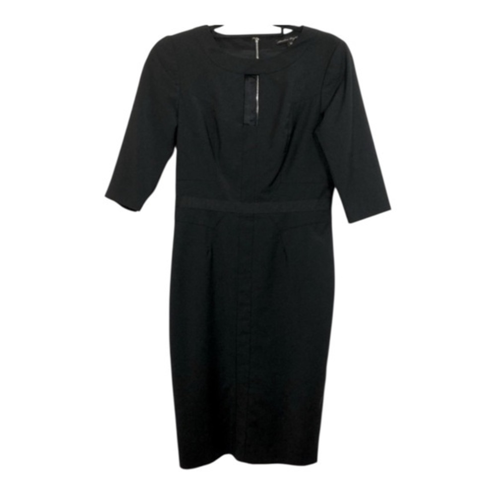 Sandra Angelozzi Size 34 (XS) Little Black Dress Elegant Wool Blend 3/4 Sleeve
